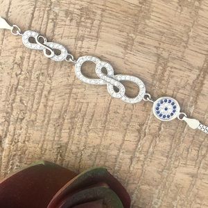 Silver Pave Double Infinity Chain Bracelet